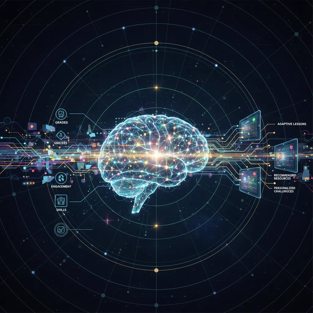 AI analyzing student data for adaptive learning