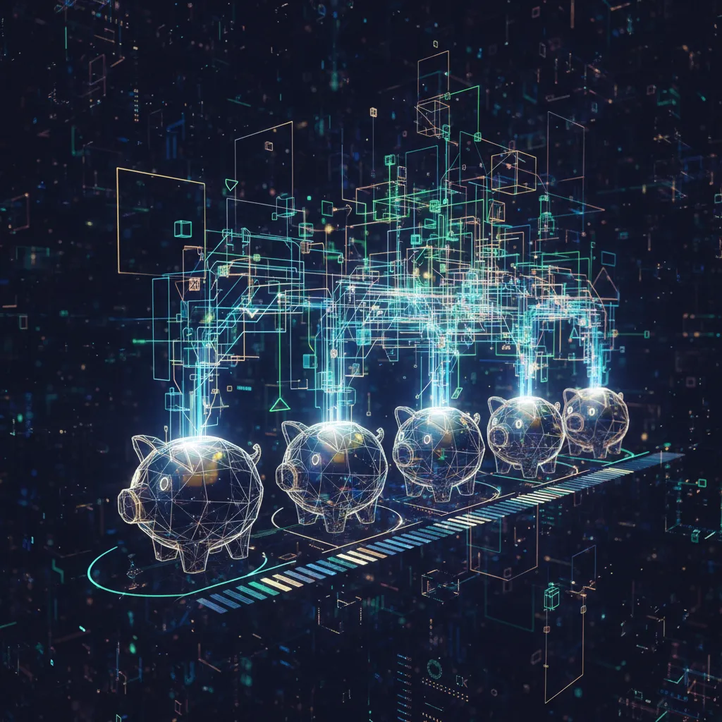 Abstract depiction of AI algorithms fueling micro-investments