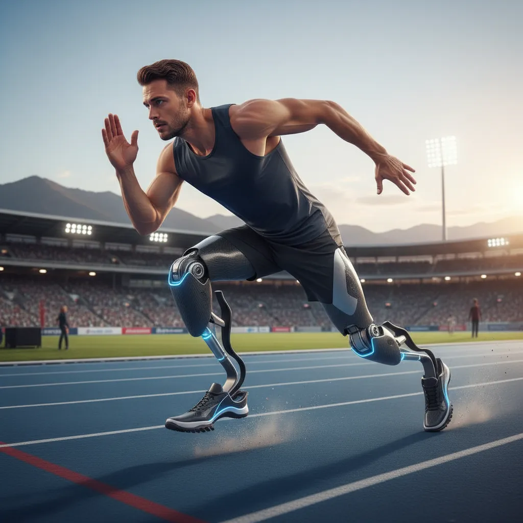 Individual running with AI-powered bionic legs