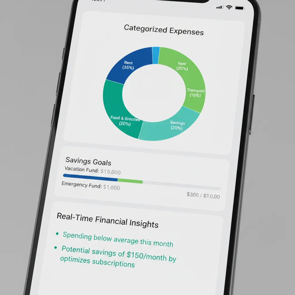 AI budgeting app interface on a smartphone
