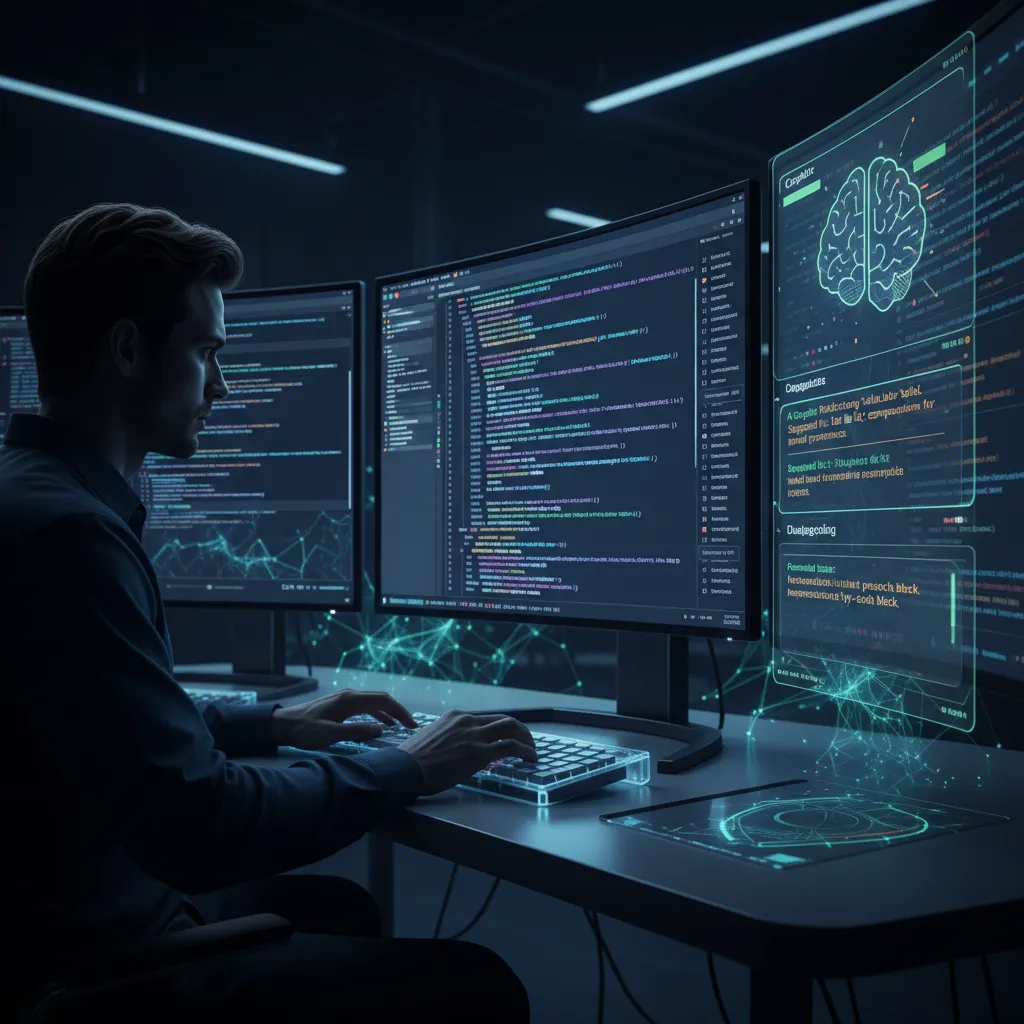Developer using AI for code generation