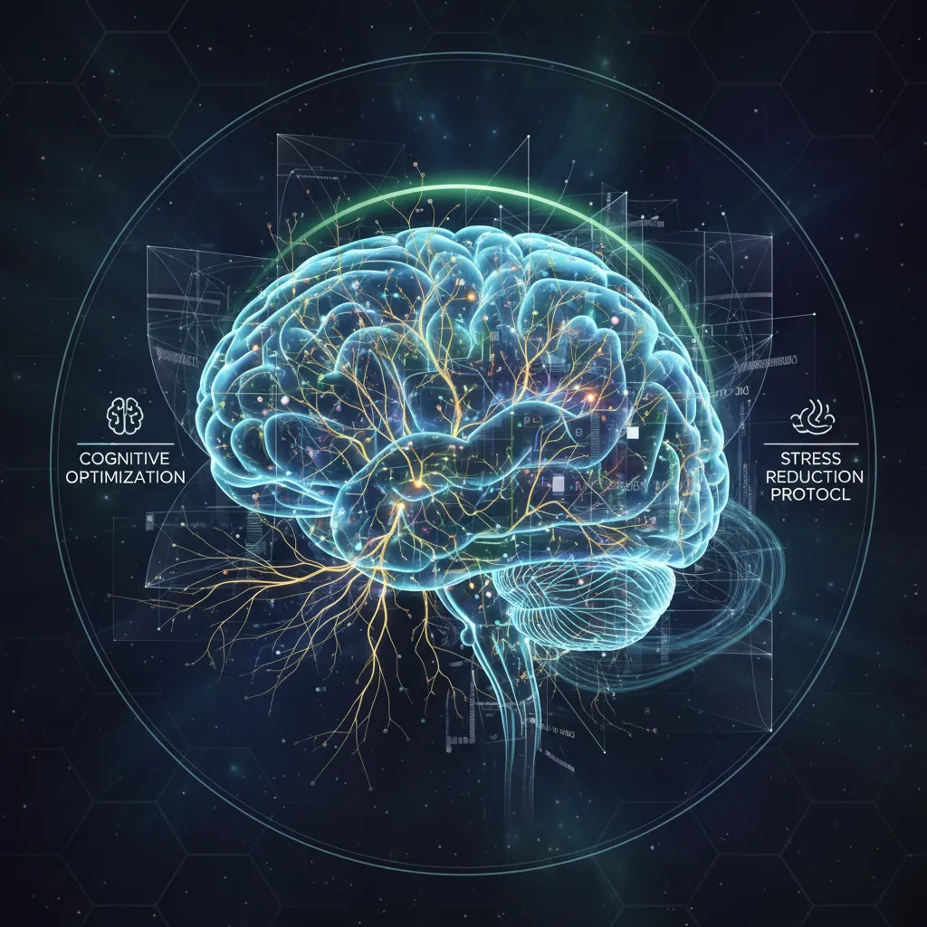Visual representation of AI optimizing brain activity for stress relief