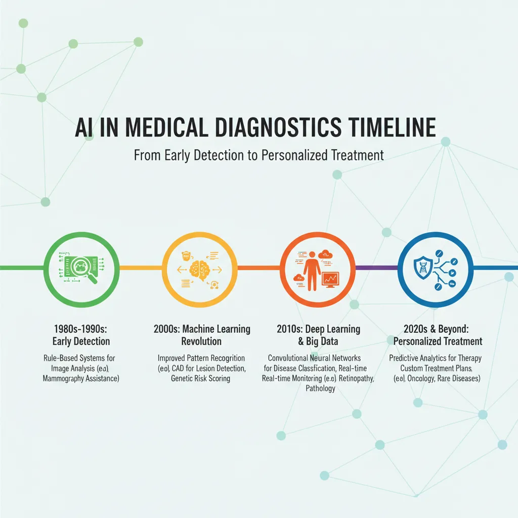 Infographic showing AI advancements in medical diagnostics over time