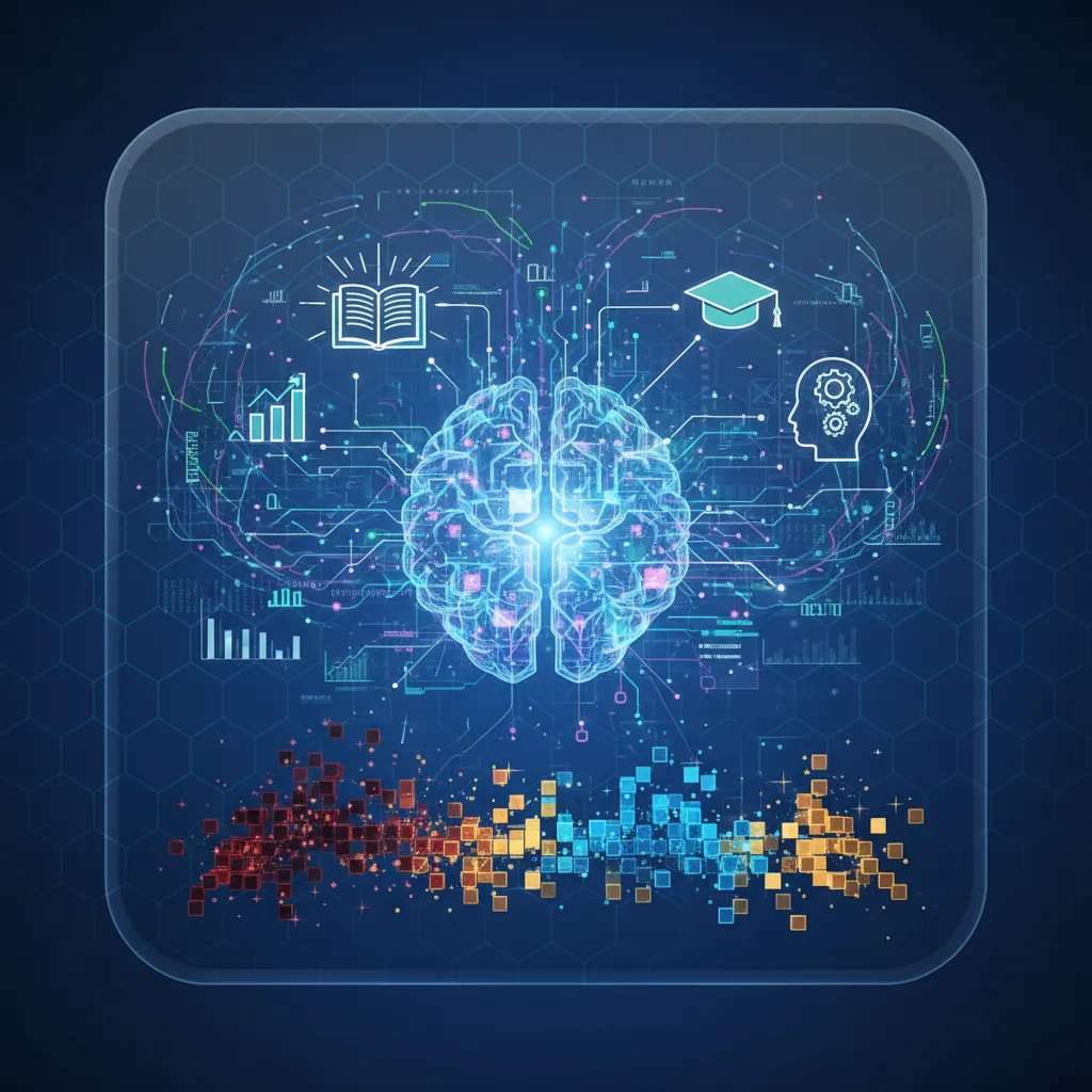 Abstract visualization of AI data analytics in education