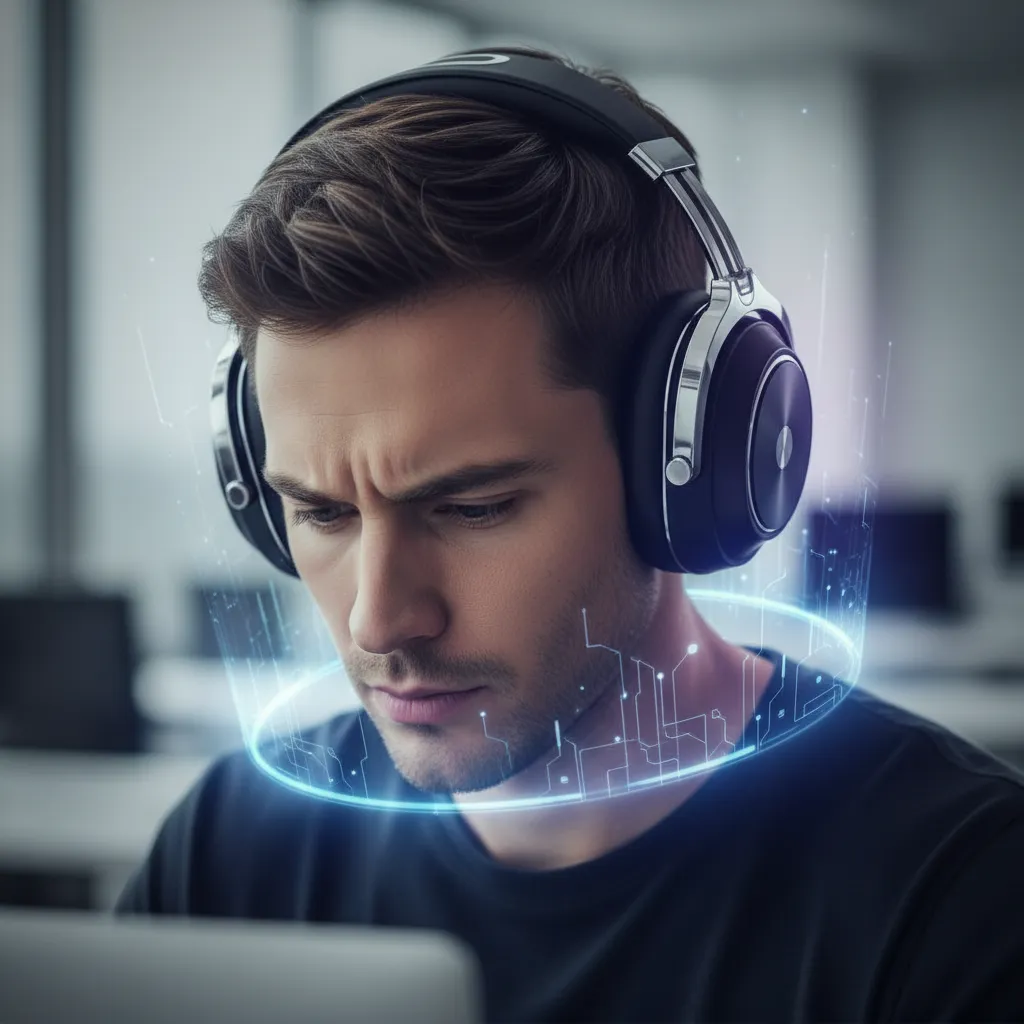 Person focused with AI enhancing concentration