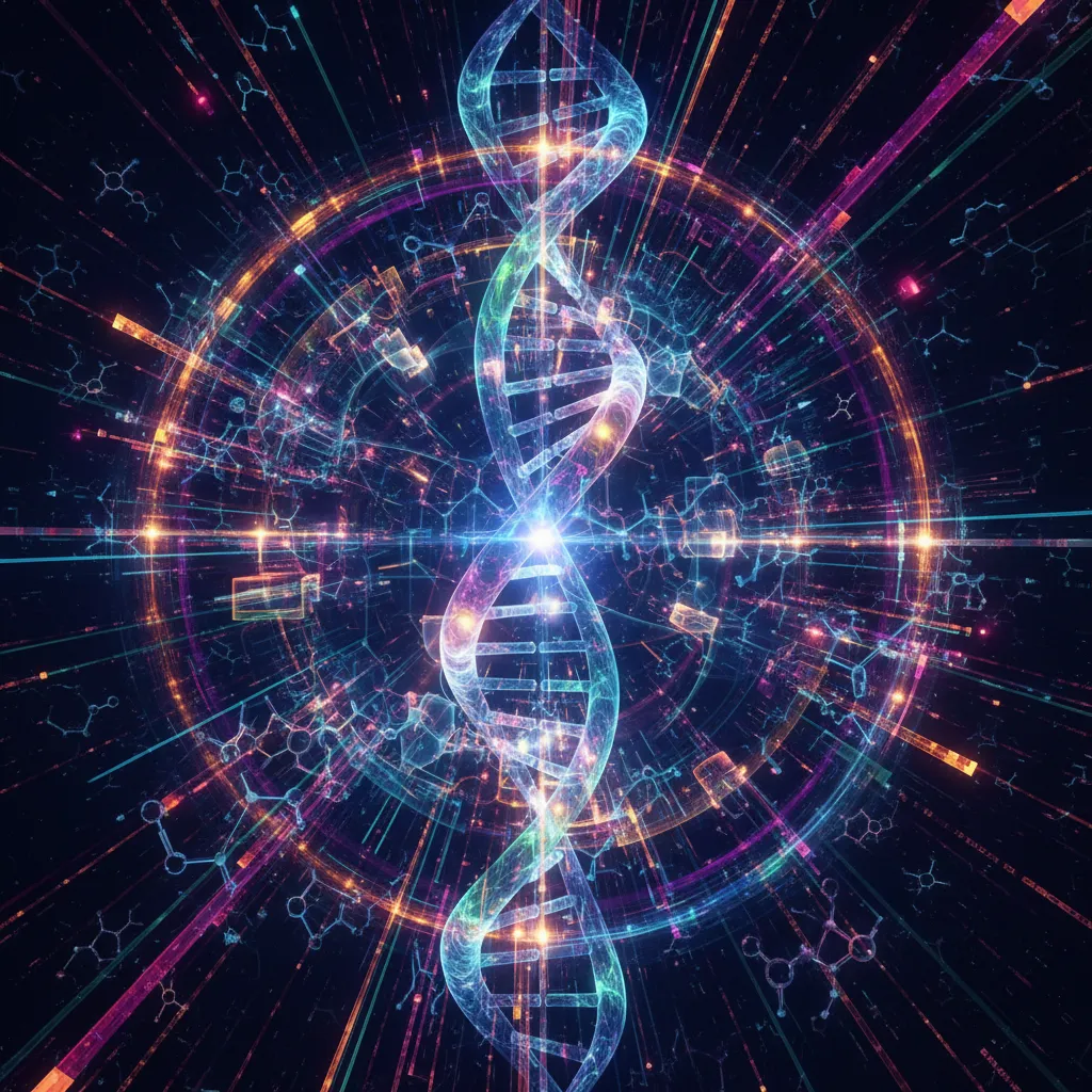 AI analyzing DNA and genetic data for drug discovery