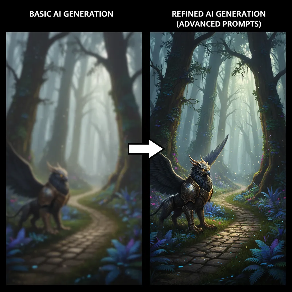 Comparison of basic and refined AI images