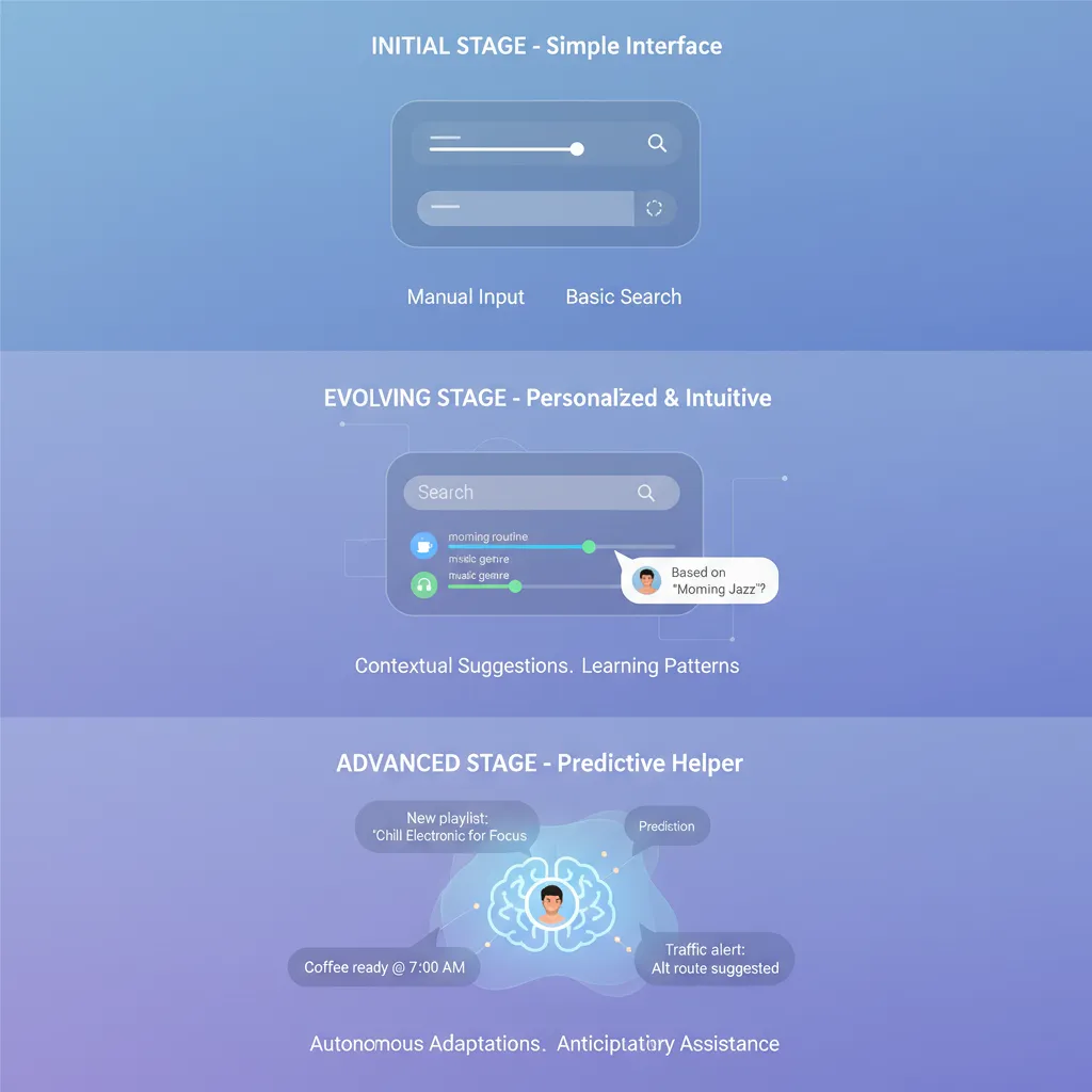 Visual representation of an AI agent learning and evolving with user preferences