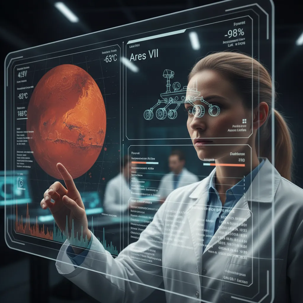 AI interface monitoring Mars environment and robot status