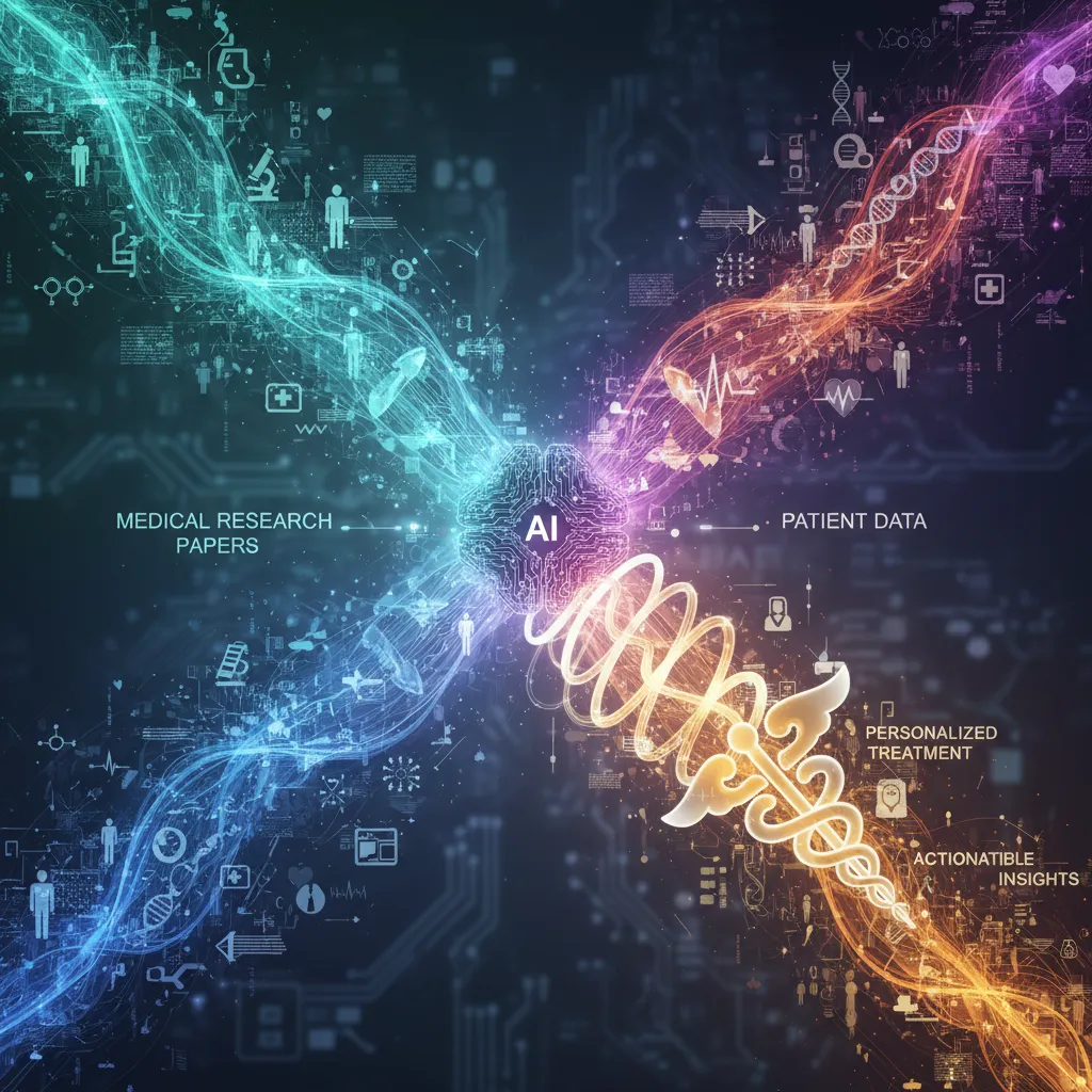 AI algorithms analyzing medical research and patient data