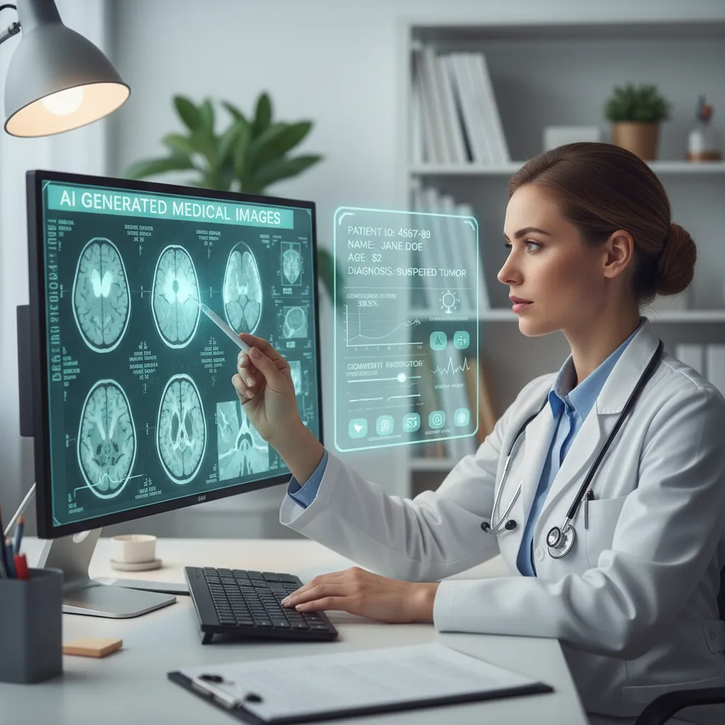 Doctor analyzing AI medical scans