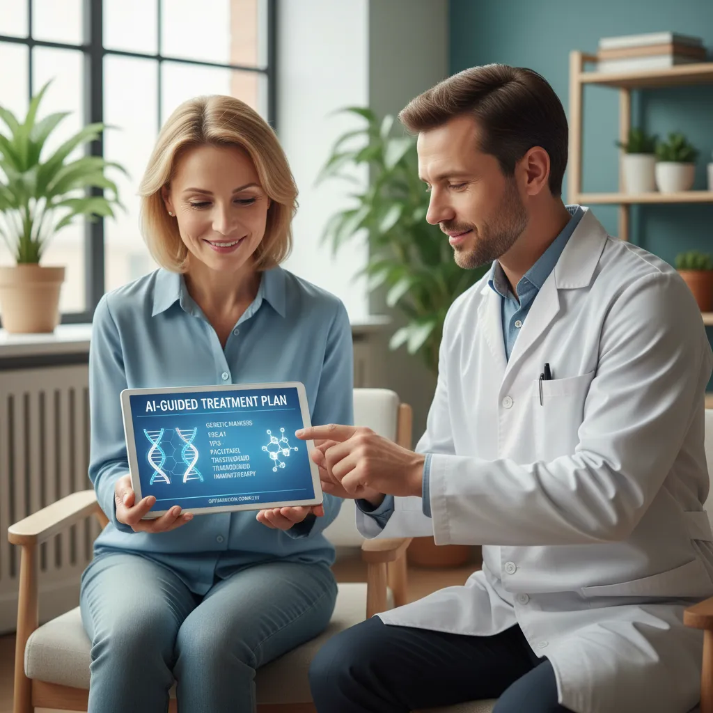 AI-generated personalized treatment plan on a tablet for a patient.