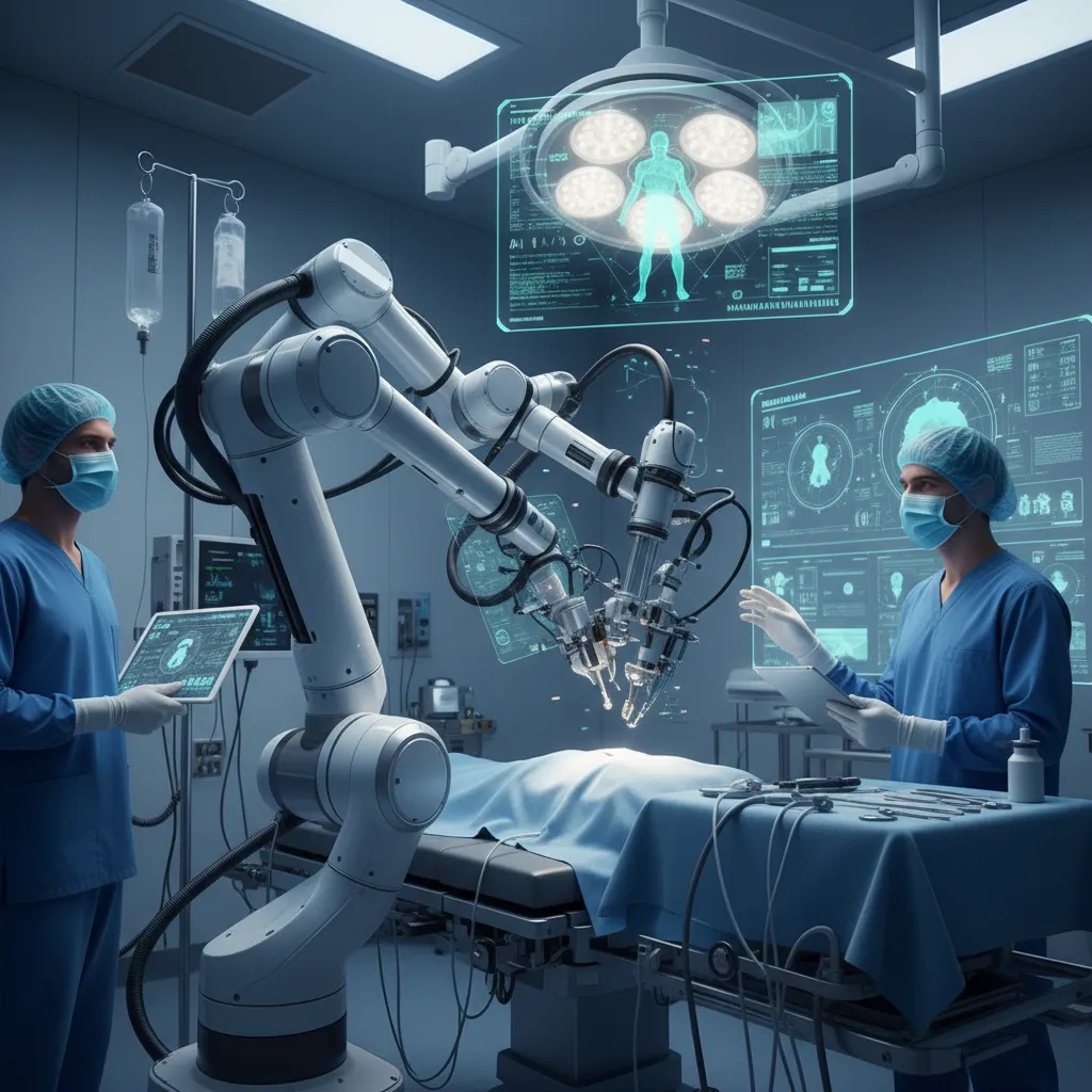 AI-guided robotic surgeon in an operating room
