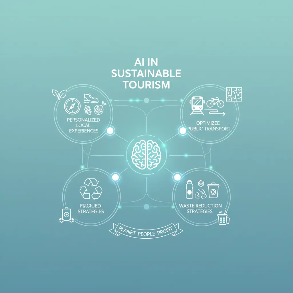 Infographic showing AI applications in sustainable tourism