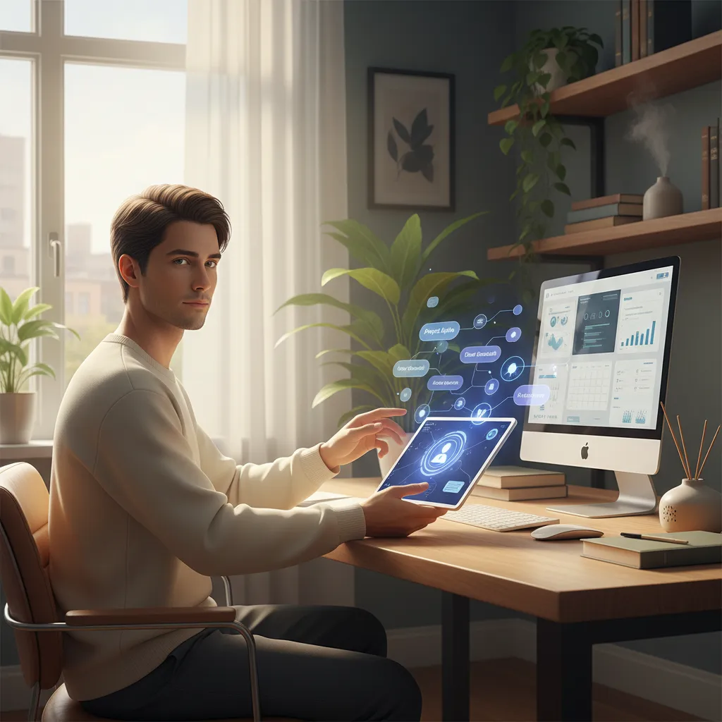 AI assistant helping with task management on a tablet