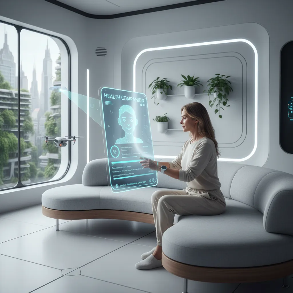 Patient using AI virtual assistant for telehealth