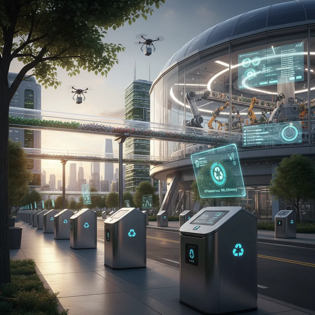 AI-powered waste management system with smart bins and robots