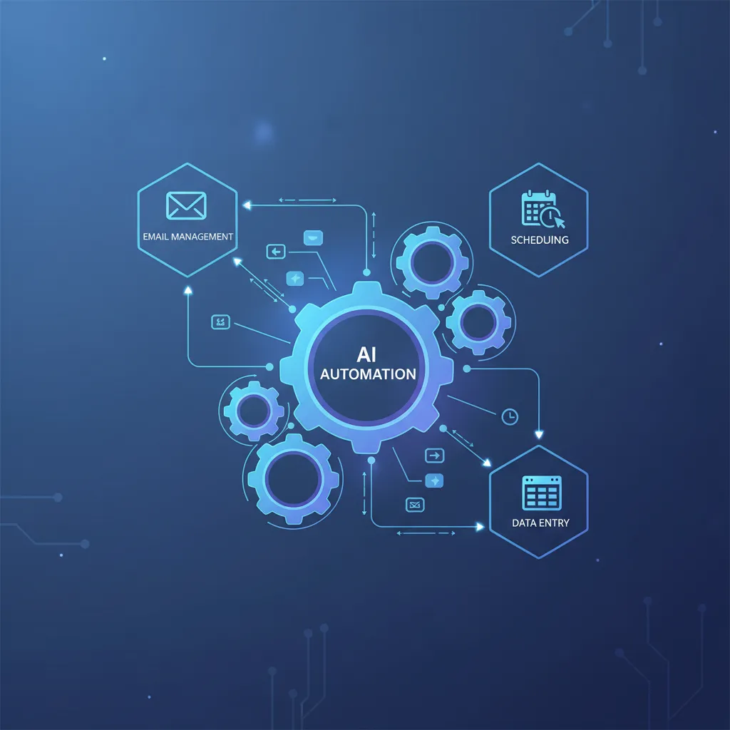 Infographic showing AI automating workflow tasks.