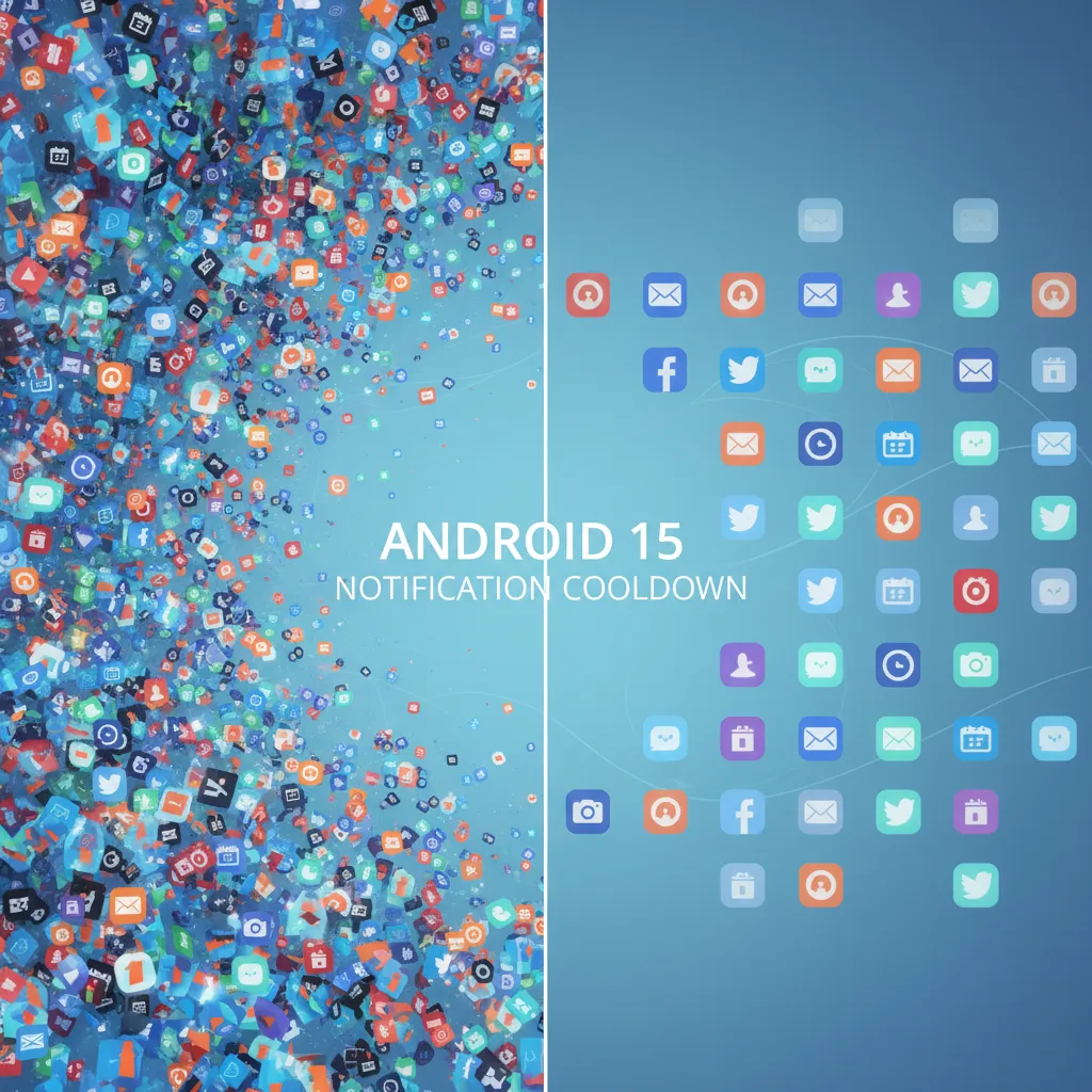 A visual representation of the Notification Cooldown feature in Android 15, reducing notification spam.