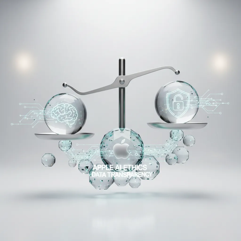 Abstract visual representing AI ethics and transparency at Apple