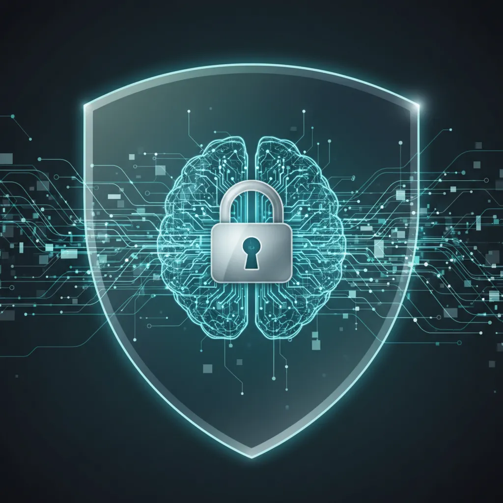 A shield icon overlaying a motherboard, symbolizing Apple Intelligence's commitment to on-device privacy and security.