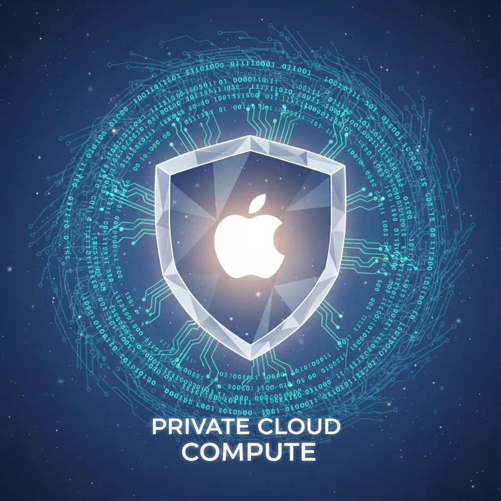 An abstract representation of Apple's Private Cloud Compute, symbolizing enhanced user data privacy and security.