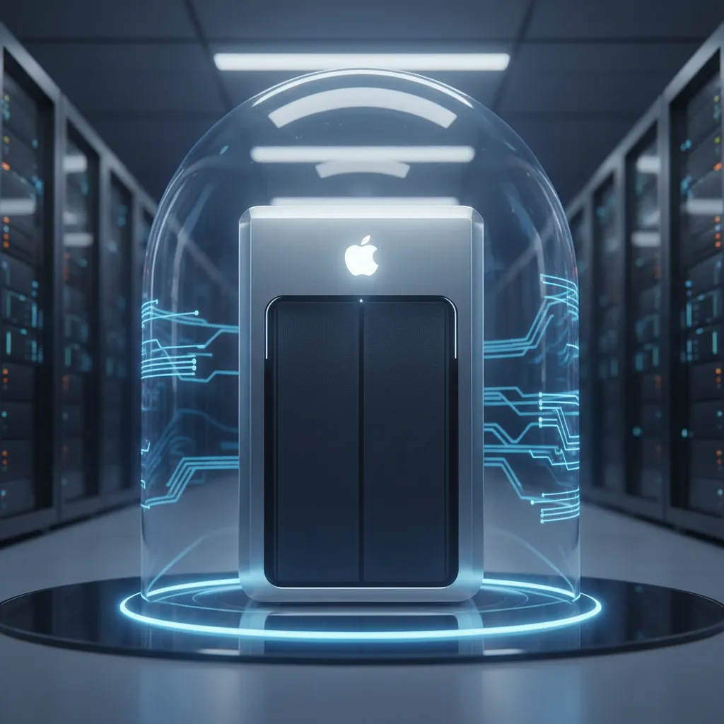 Symbolic representation of Apple's Private Cloud Compute ensuring user privacy.