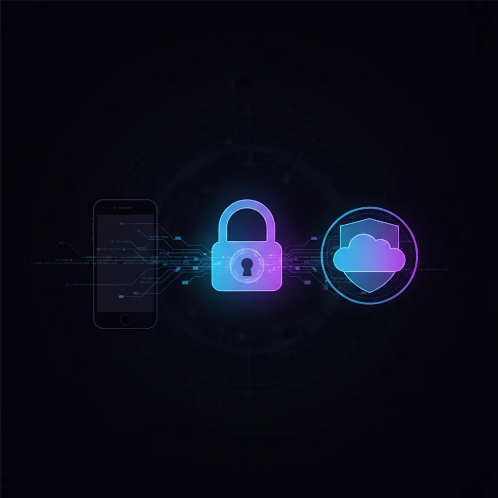 A symbolic image representing Apple's Private Cloud Compute, with a glowing padlock icon protecting data flowing to the cloud.