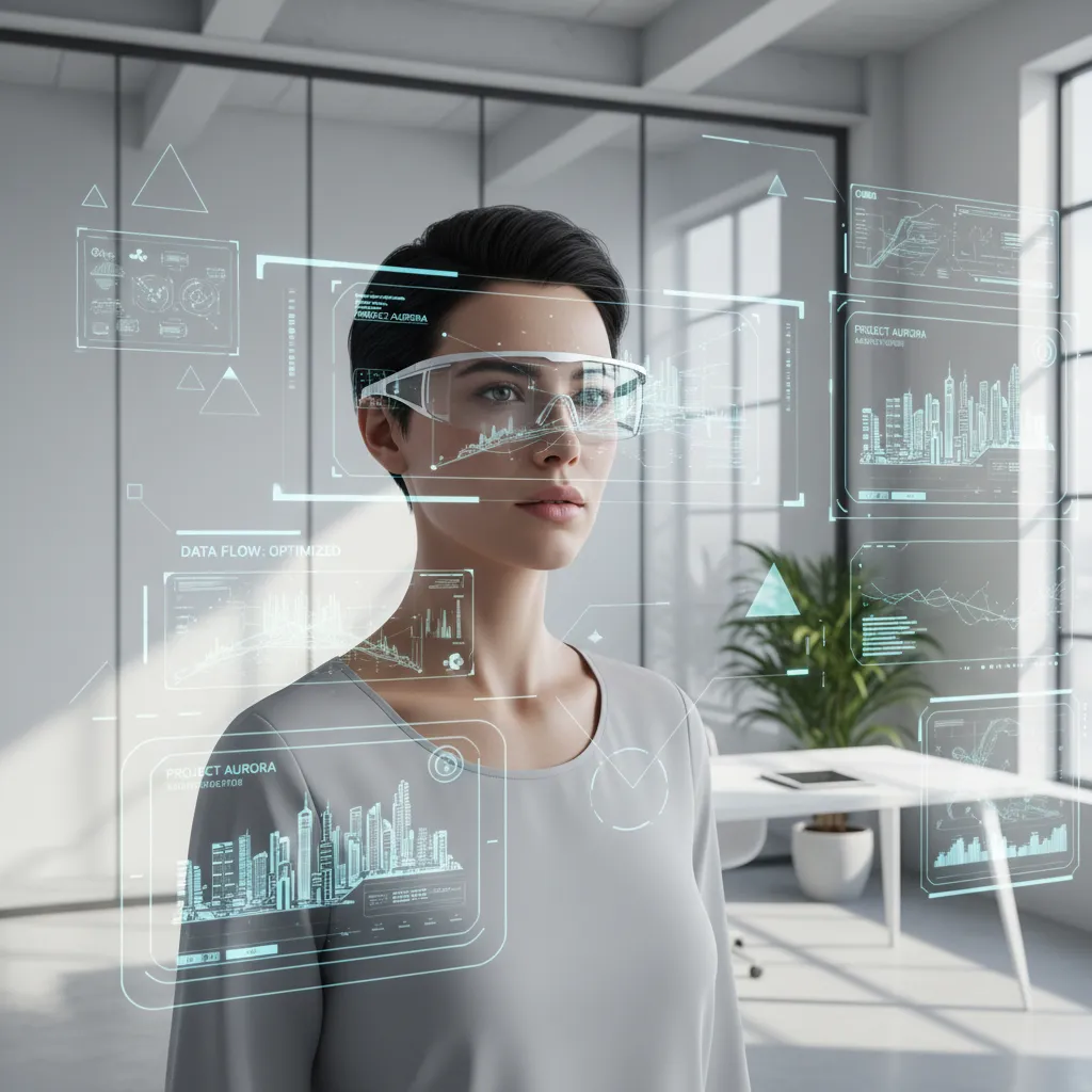 Person interacting with AR glasses