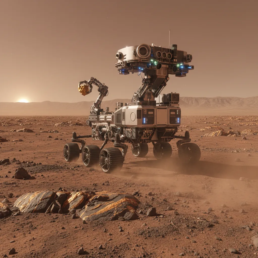 Autonomous Mars rover discovering minerals
