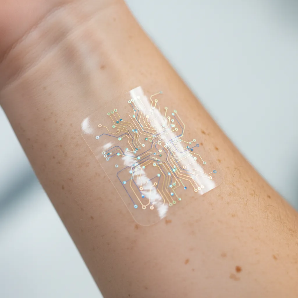 Futuristic bio-sensing patch on forearm