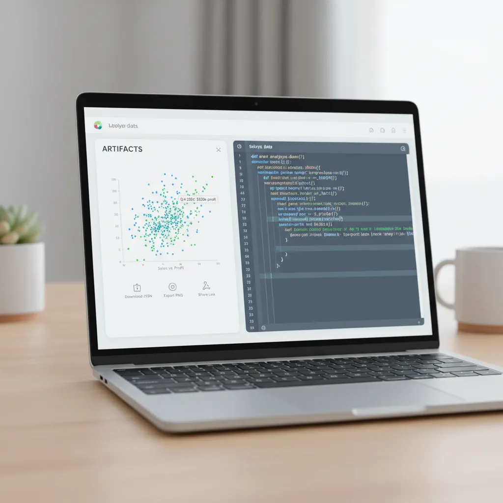 A diagram showing the 'Artifacts' feature in Claude 3.5 Sonnet, with code on one side and an interactive output on the other.