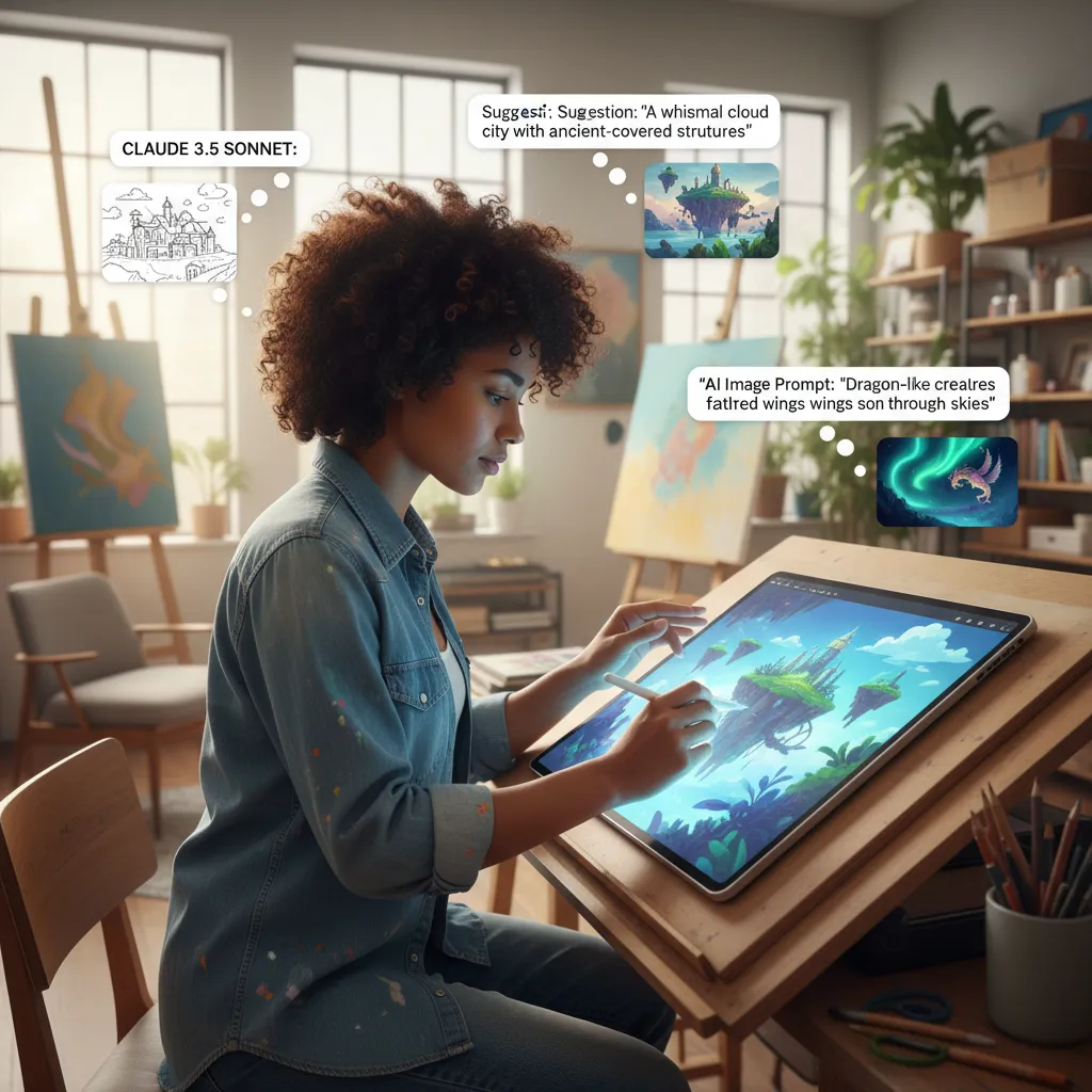 Artist using AI for creative content generation