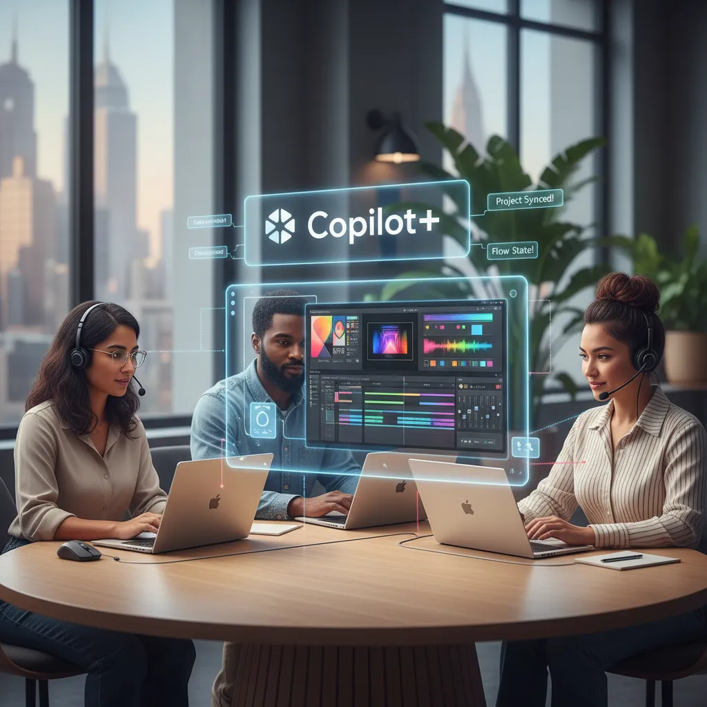 Creative professionals collaborating with Copilot+ PCs