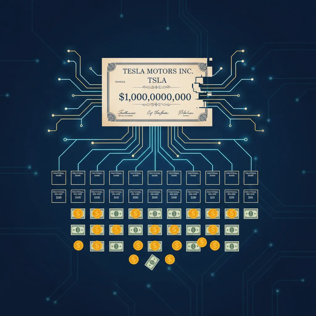 Expensive stock certificate digitally split into smaller portions