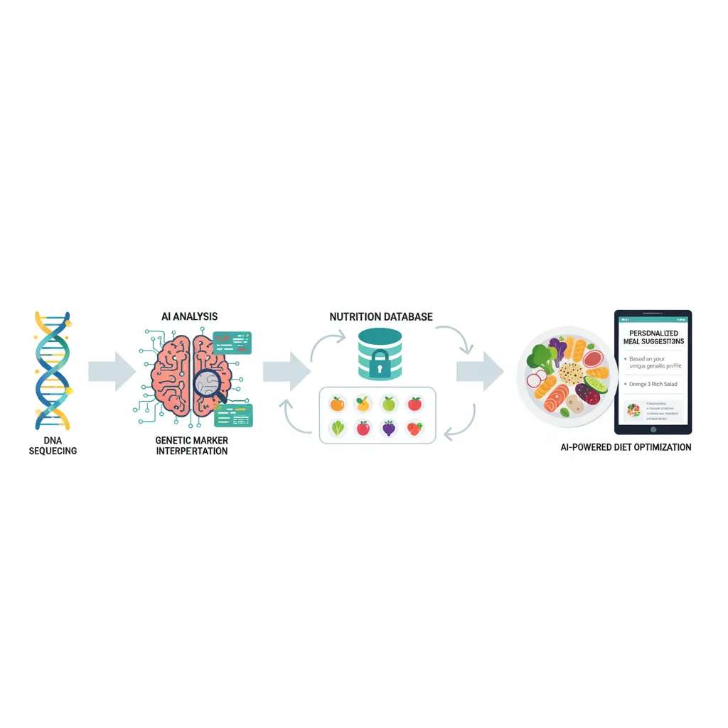 Infographic of DNA to personalized diet via AI