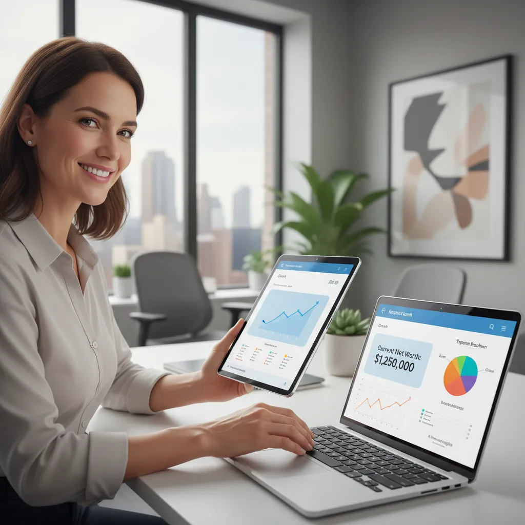 Person reviewing AI-powered financial dashboard