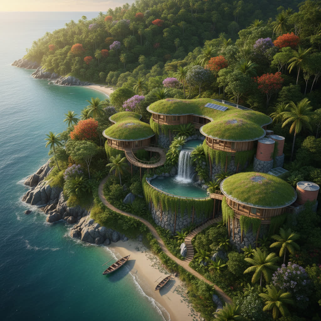 Eco-lodge blended into natural environment