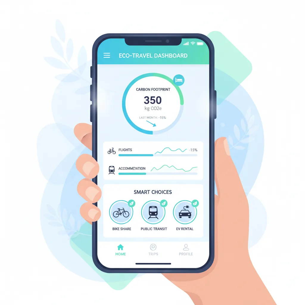 Eco-friendly travel app with carbon footprint tracking interface
