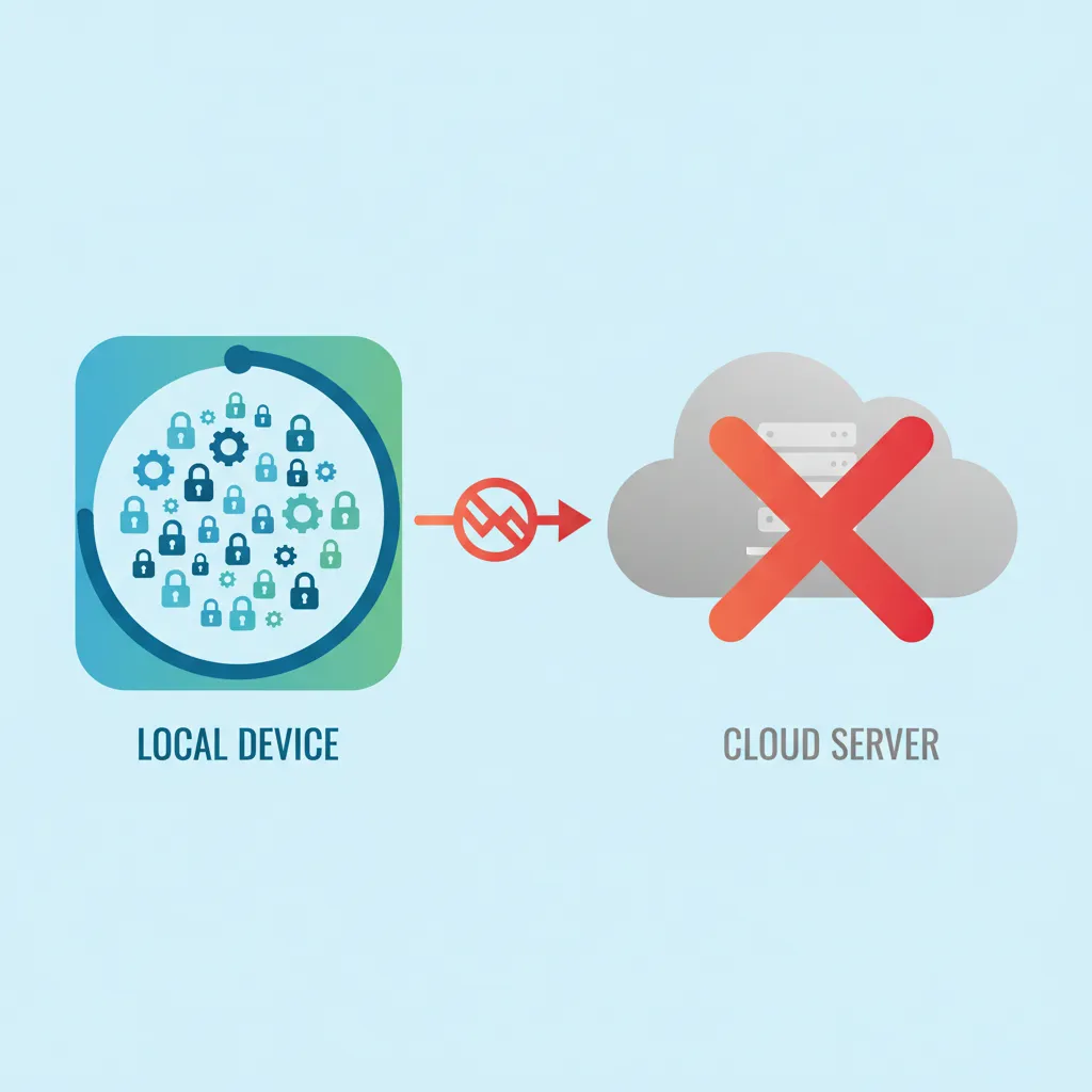 Infographic showing user data staying local within a device boundary via Edge AI.