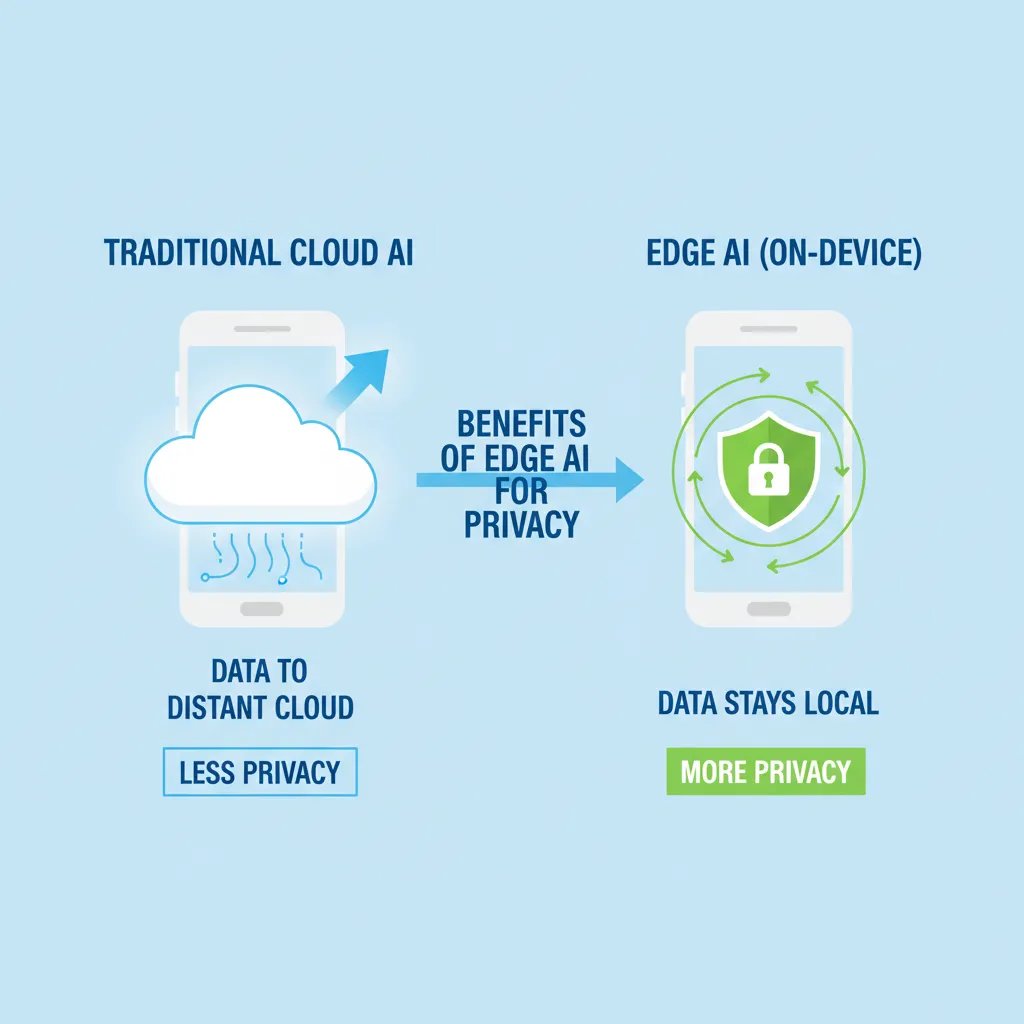 Infographic comparing edge AI and cloud AI data flow