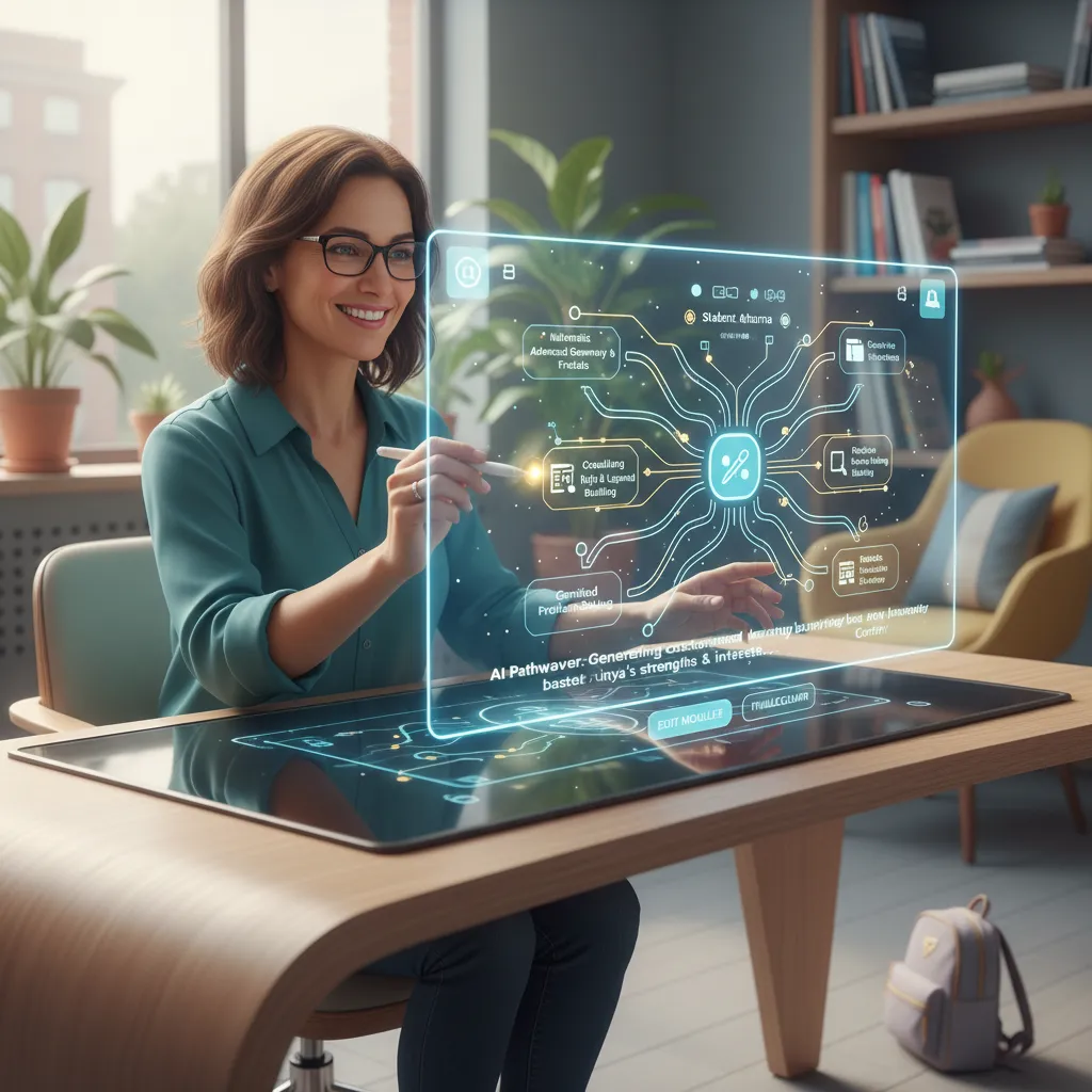 Educator using generative AI interface to design a customized learning path.