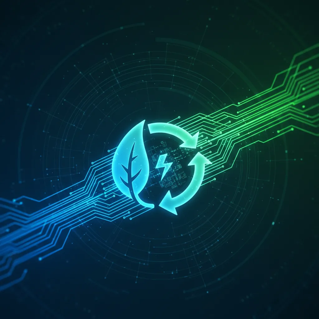 An abstract visualization of data flowing through optimized green and blue digital pathways, symbolizing efficient AI software.