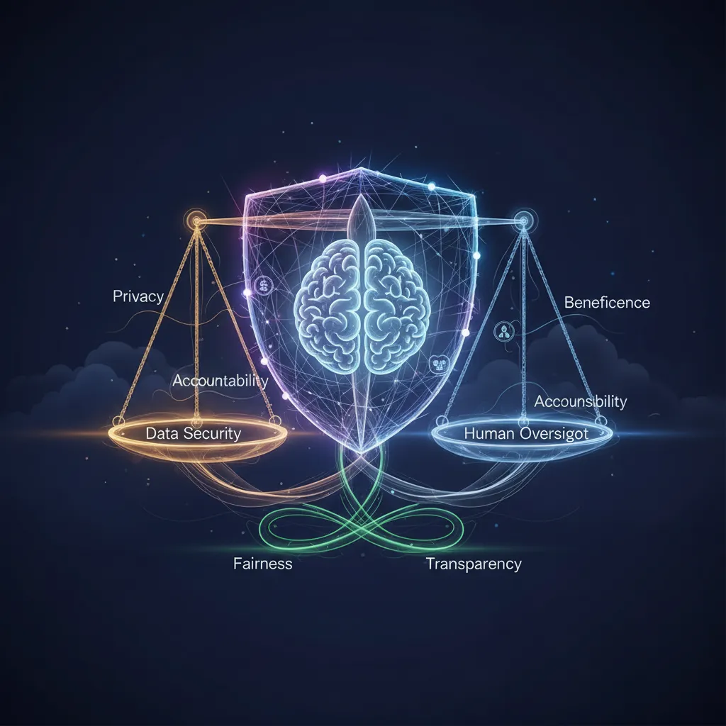 Abstract depiction of AI ethics in mental health