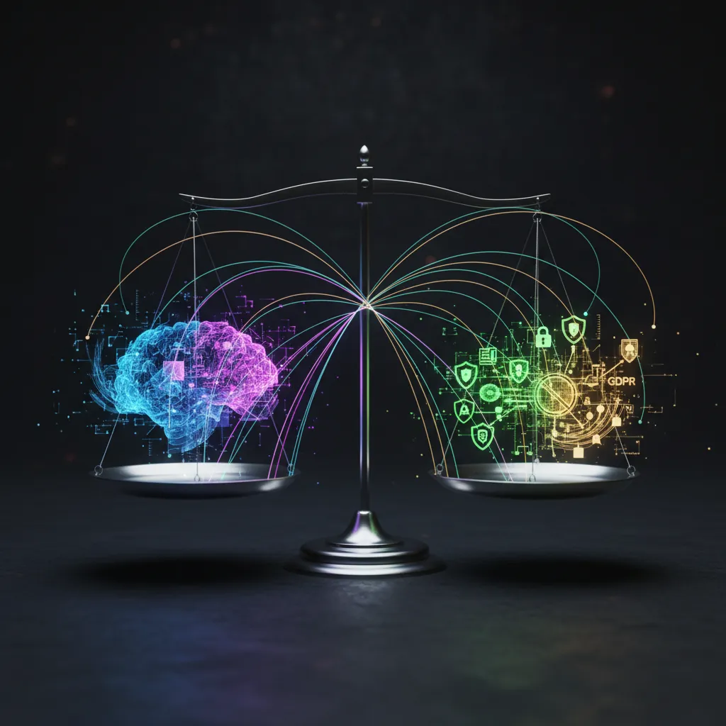 Symbolic image of a scale balancing creativity and ethics in AI video