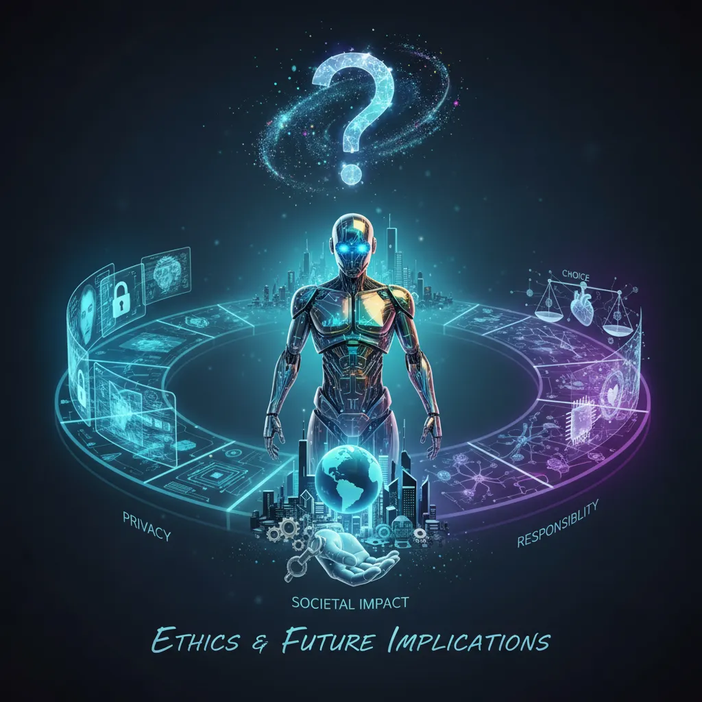 Humanoid robot at a crossroads representing ethical dilemmas.