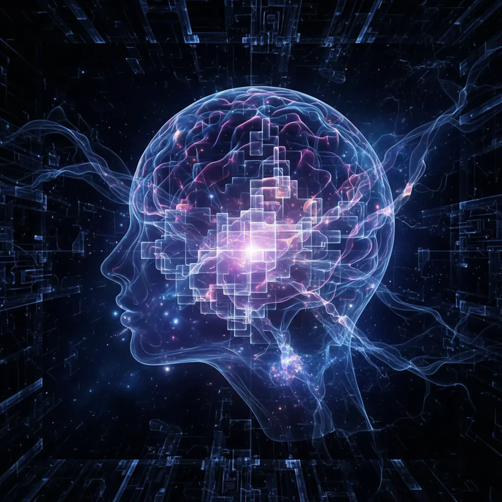 Abstract visualization of brain activity during a flow state.