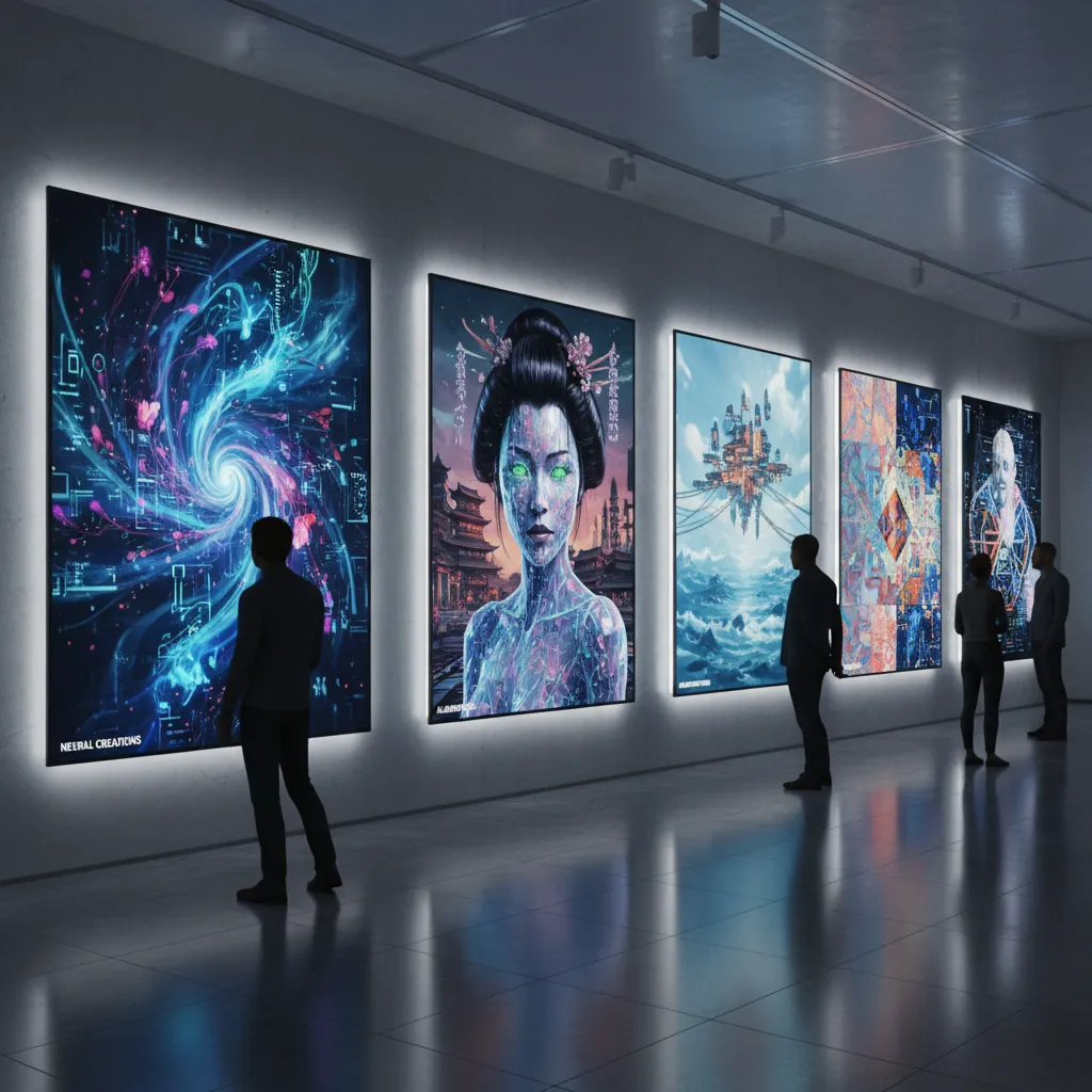 Gallery showcasing future AI-generated artwork