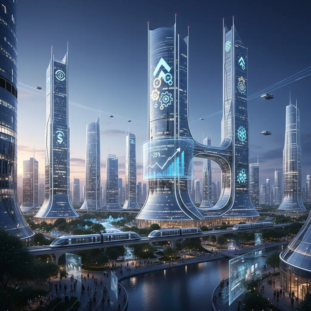 Futuristic cityscape showing AI impact on finance