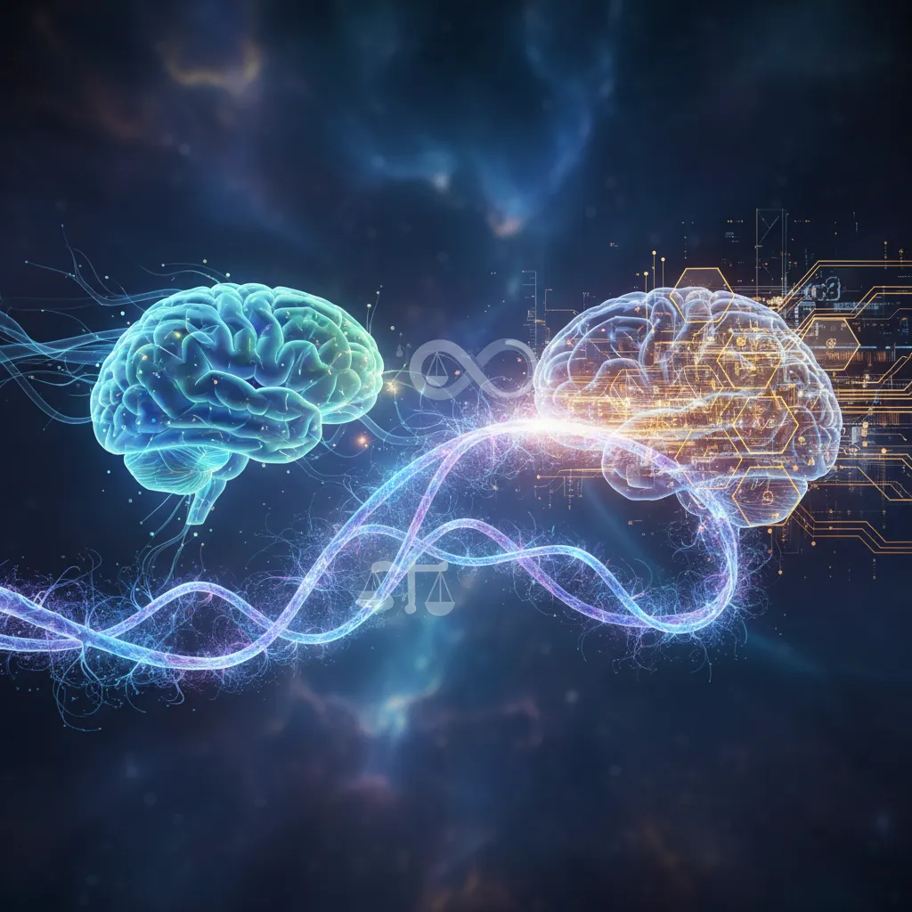 Conceptual image of human-AI creative collaboration and ethics